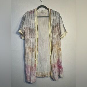 Soft Surrounding metallic cotton open front cardigan